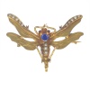 Vintage antique Victorian insect brooch with half seed pearls and a blue stone